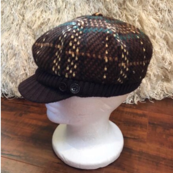 Vintage Brown Plaid Newsboy Cabbie Hat main image 3